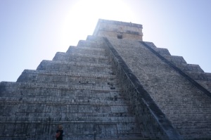 El Castillo with a helpful woman showing scale